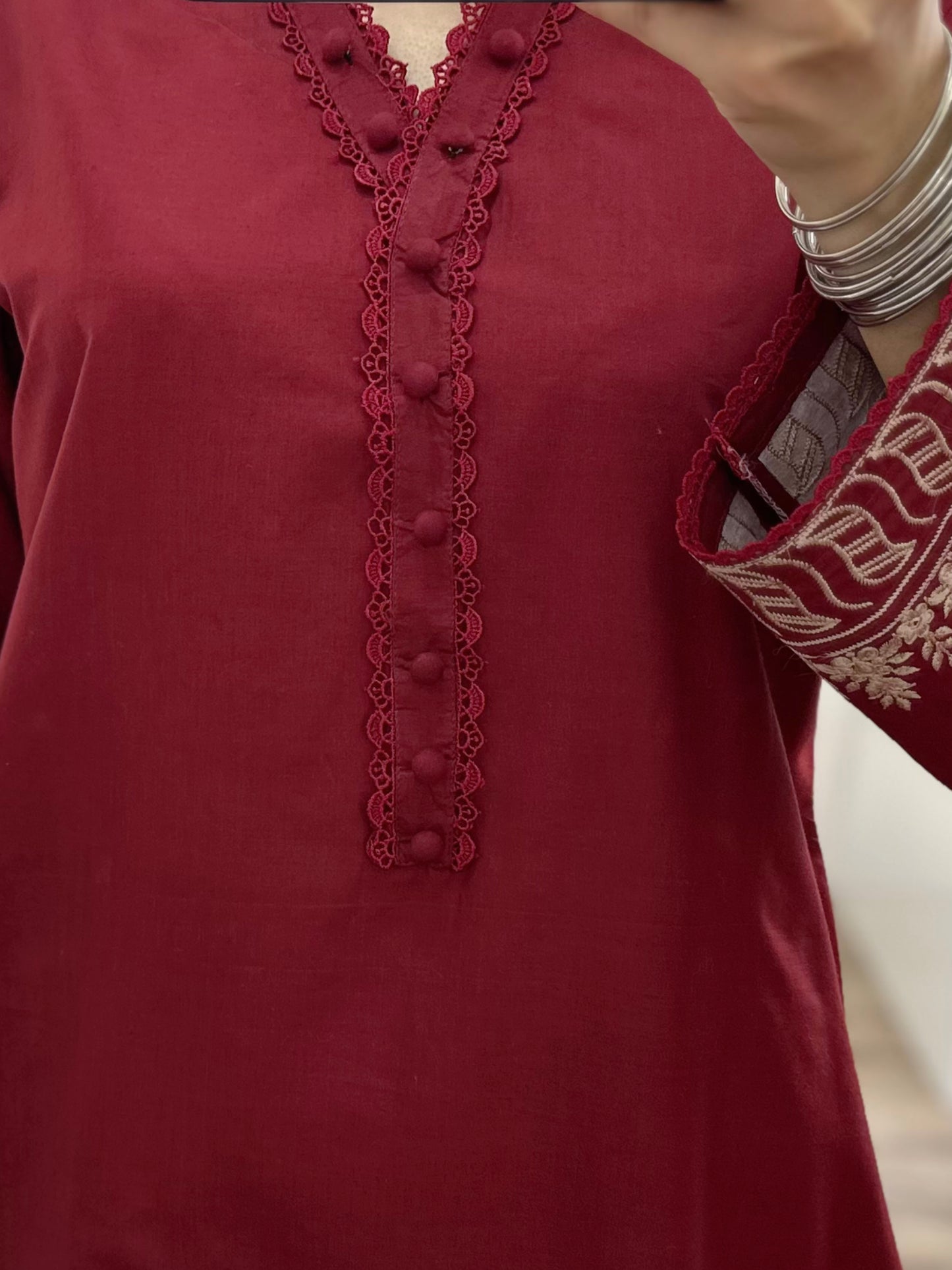 Maroon Embroidered Set