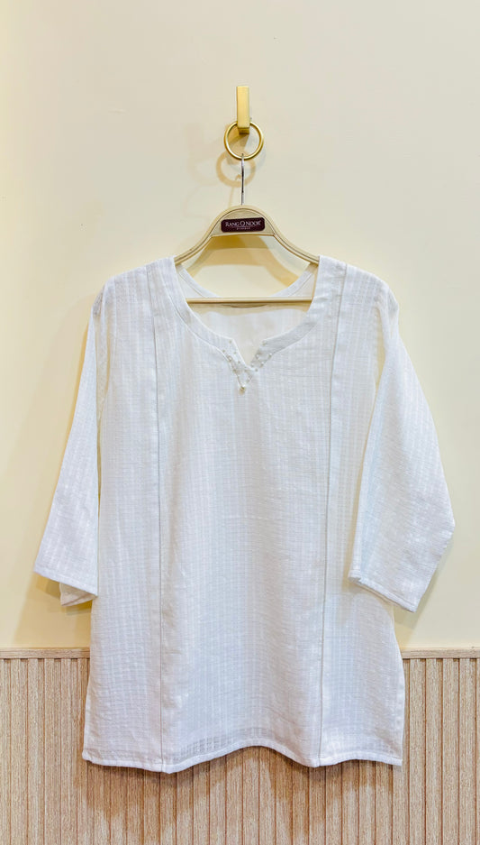 White Self cotton Top