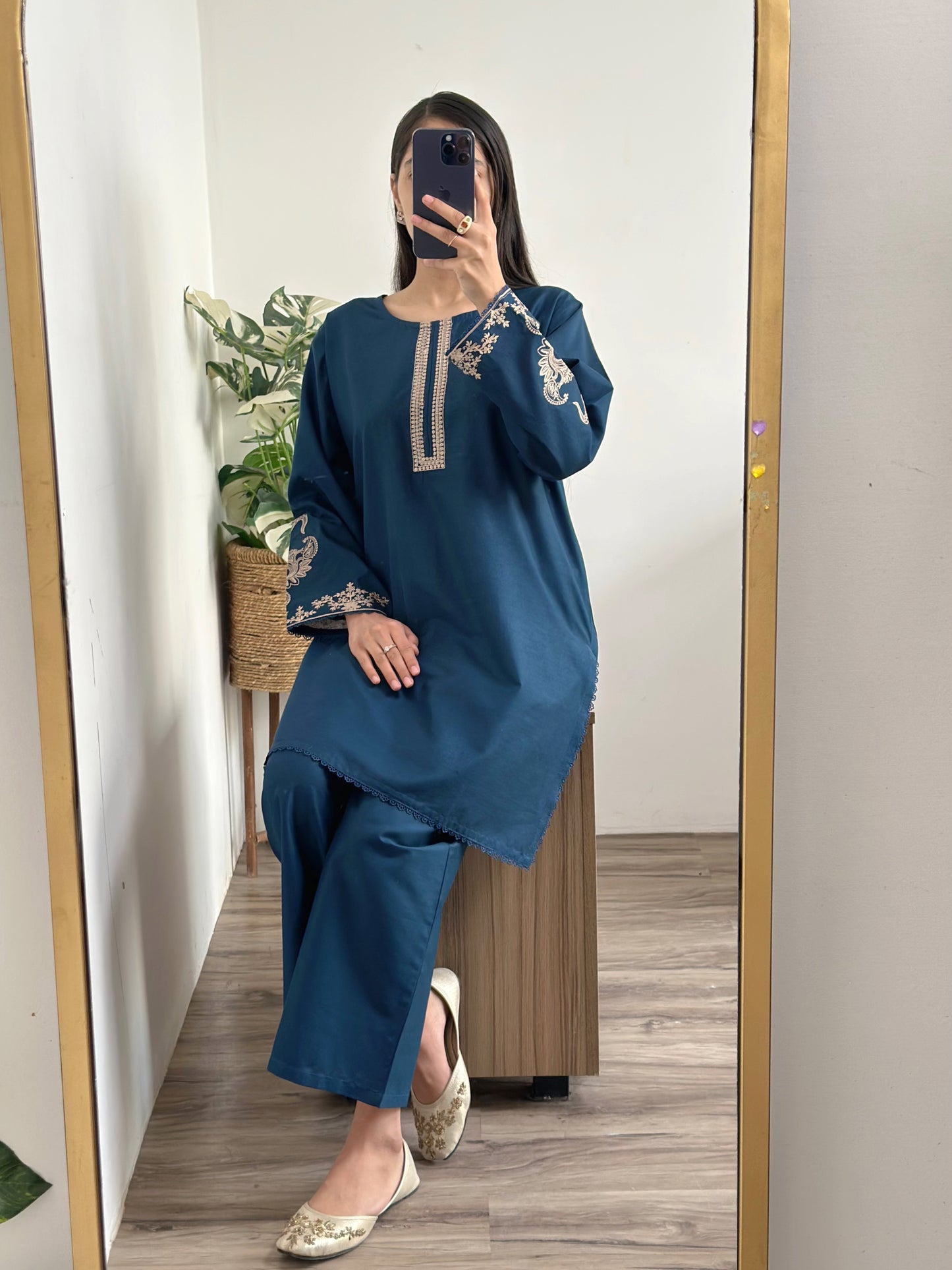 Teal Embroidered Co-Ord