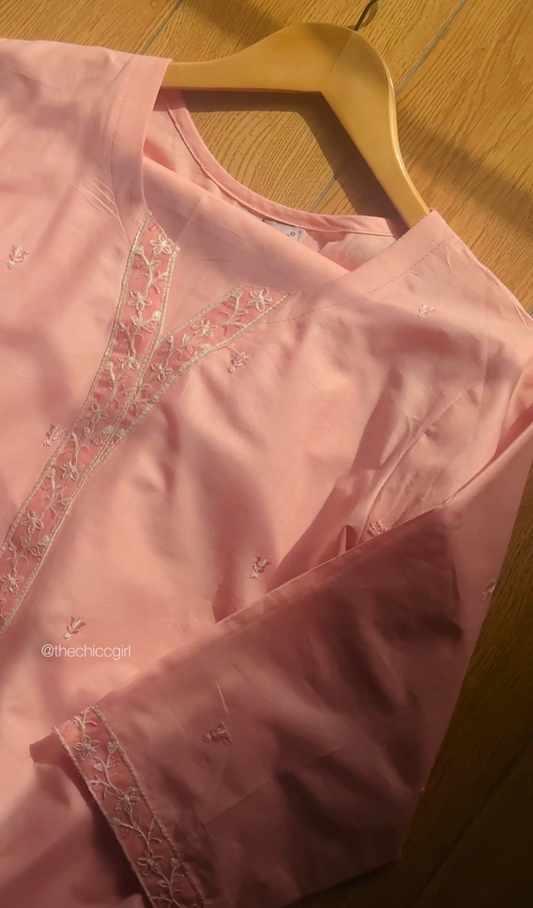 Blush Pink Embroidered Co-ord