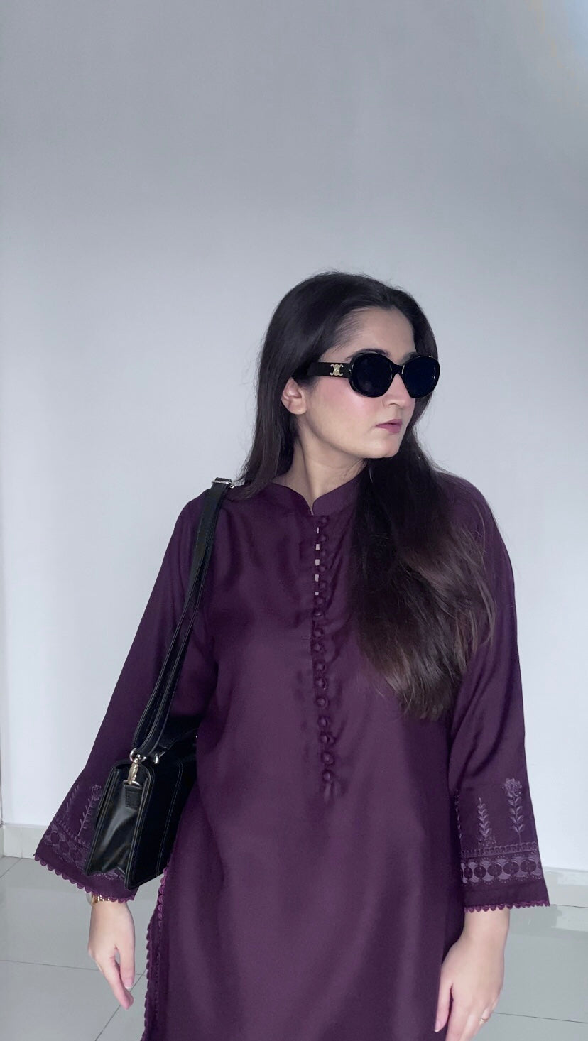 Embroidered Plum Co-Ord