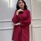 Pleated Maroon Co-Ord