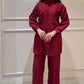 Pleated Maroon Co-Ord