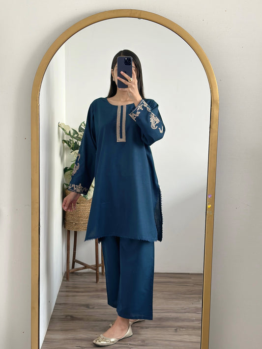 Teal Embroidered Co-Ord