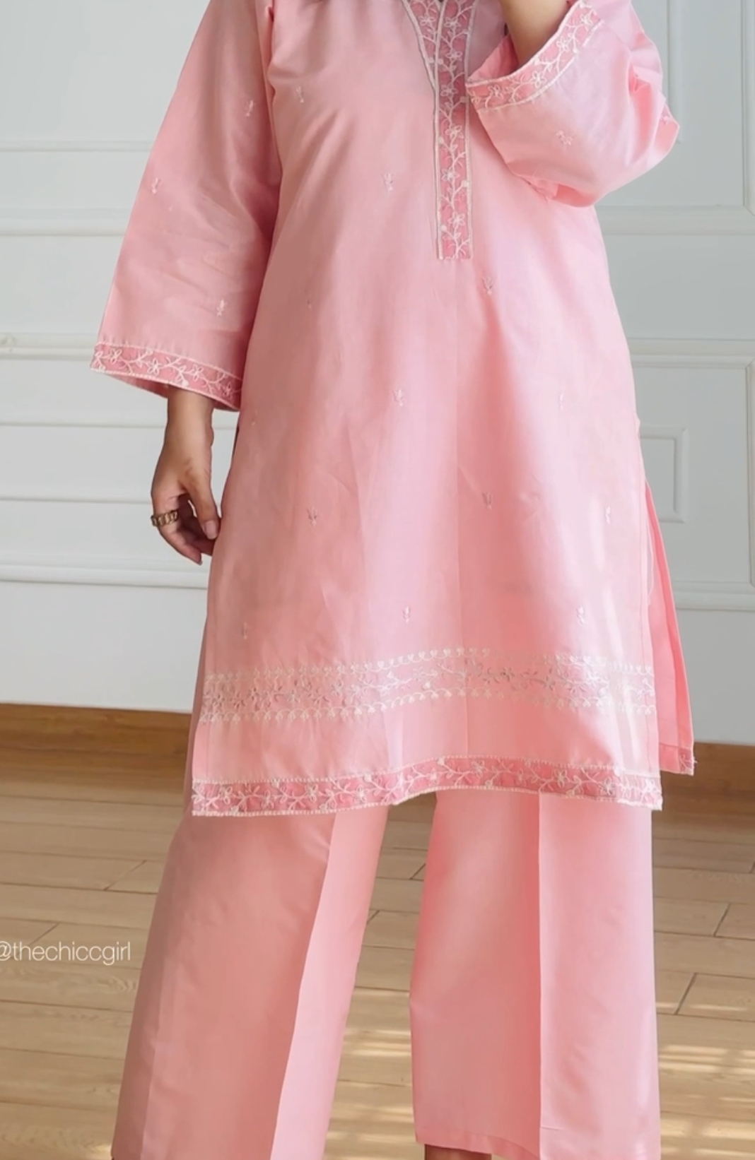 Blush Pink Embroidered Co-ord